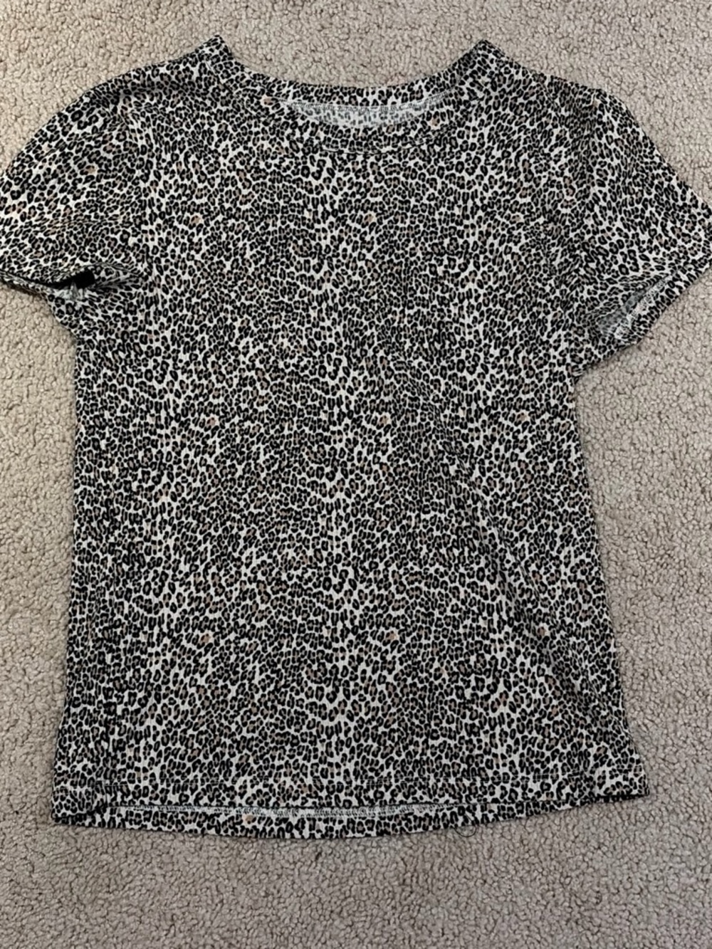 Women’s Black, Brown & White Leopard Print Short Sleeve Tee